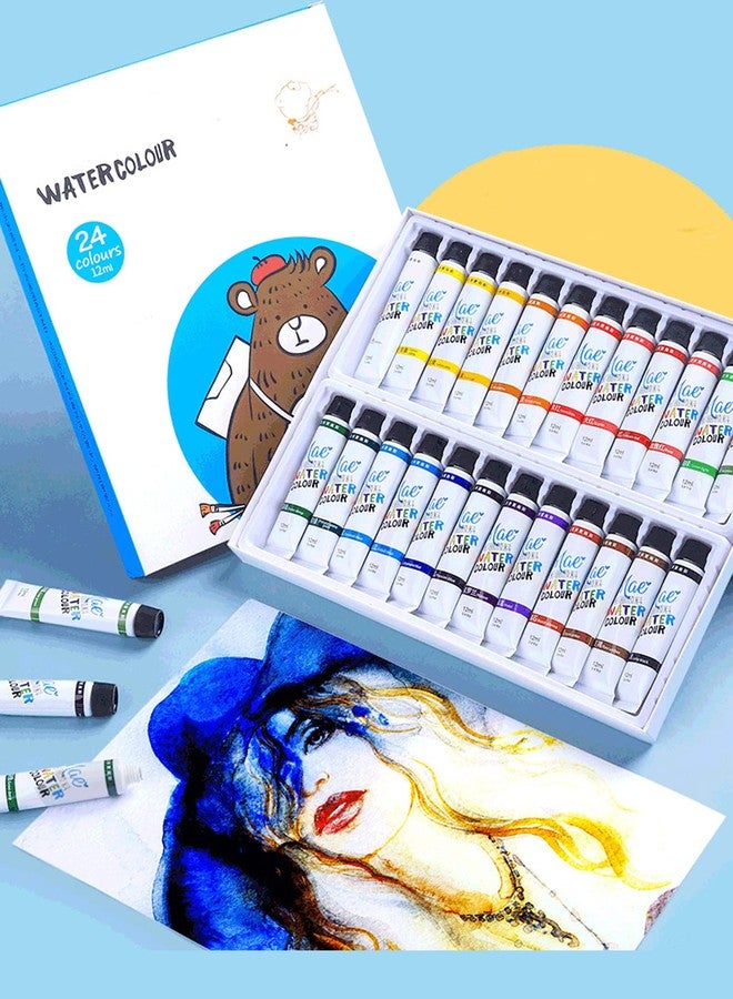 EONWISE Watercolour Paint Set of 24 Pcs for beginner primary school students with children washable water (12-ml) (Watercolour Paint Set of 24) - Image 2
